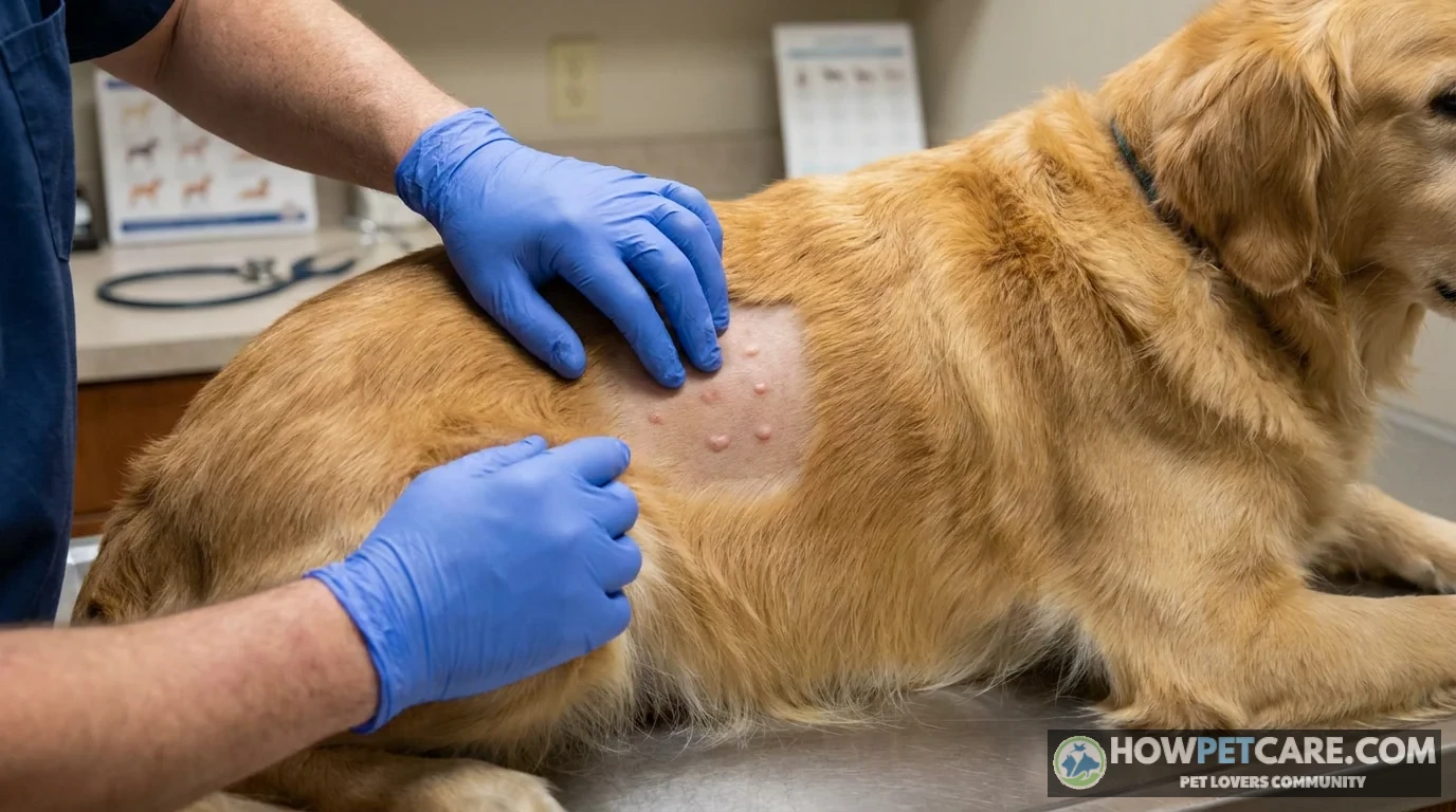 Veterinarian prescribing allergy medicine for dogs in a modern clinic