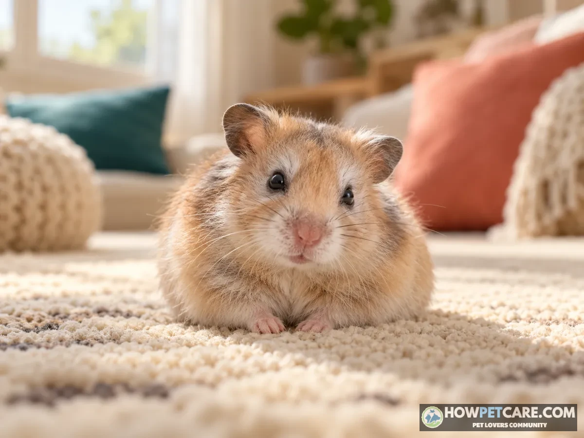 A senior pet hamster, illustrating how long hamsters live with attentive care