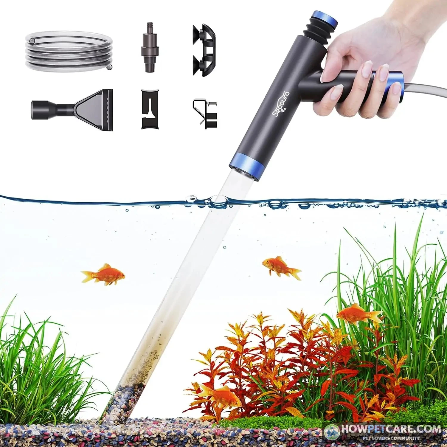 How to clean a fish tank using a gravel vacuum while fish remain inside